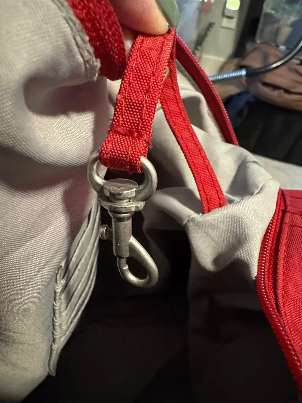 Baggallini Sienna Red crossbody Hobo bag Canvas pockets zip top Travel Vacation